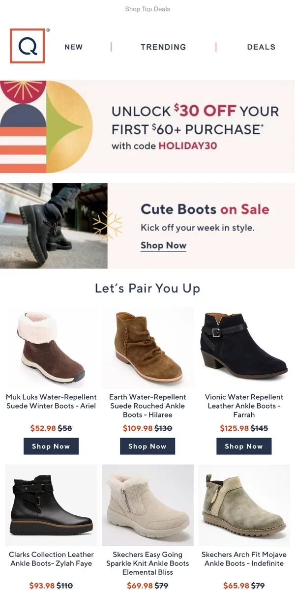 Email from QVC. Boots on Sale! Walk This Way