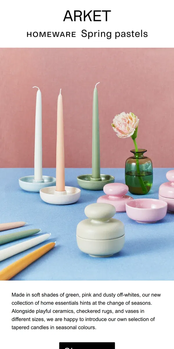 Email from ARKET. Spring pastels