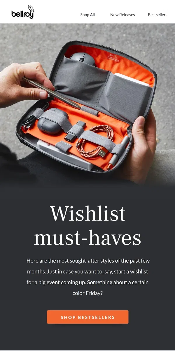 Email from Bellroy. The six to put aside.