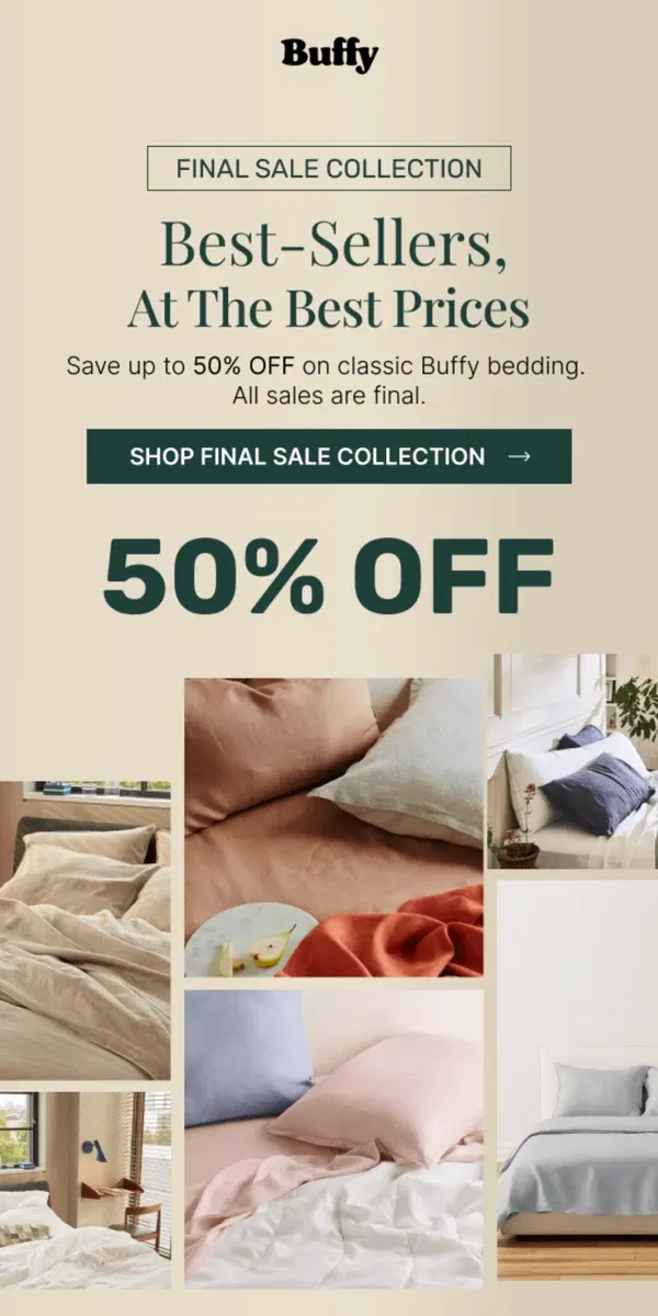 Email from Buffy. Final Sale Collection (50% Off)