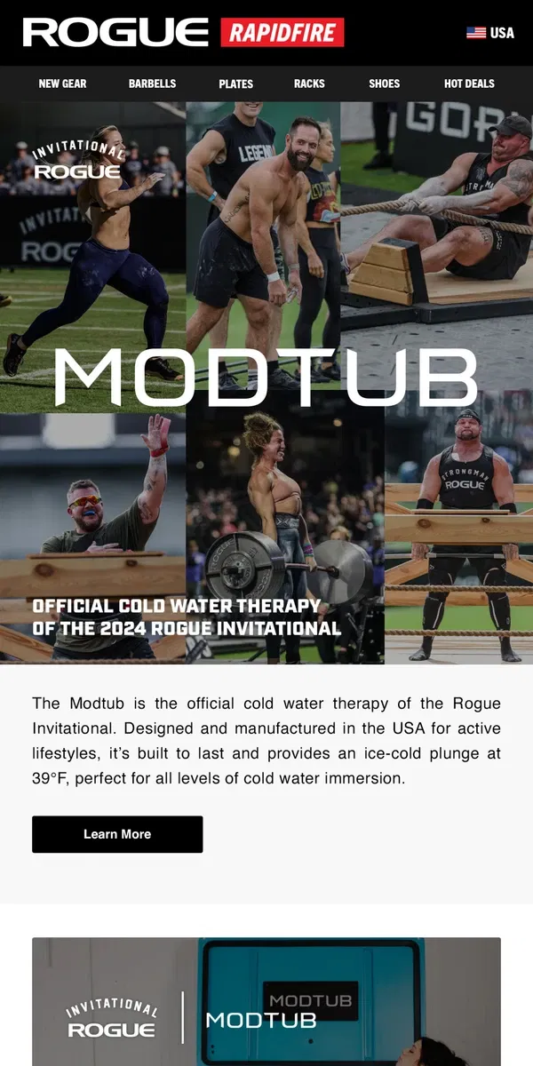 Email from Rogue Fitness. Modtub - Official Cold Water Therapy Partner of the 2024 Rogue Invitational