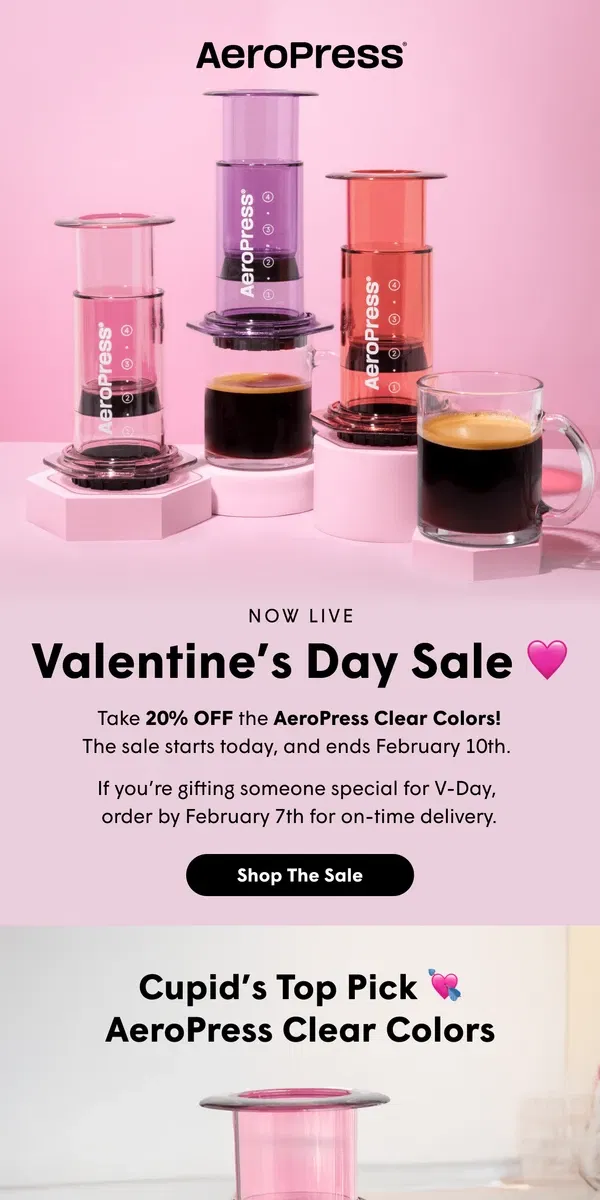 Email from AeroPress. Take 20% Off AeroPress Clear Colors!