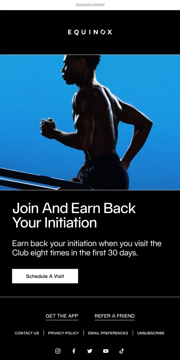 Email from Equinox. Commit to Something.