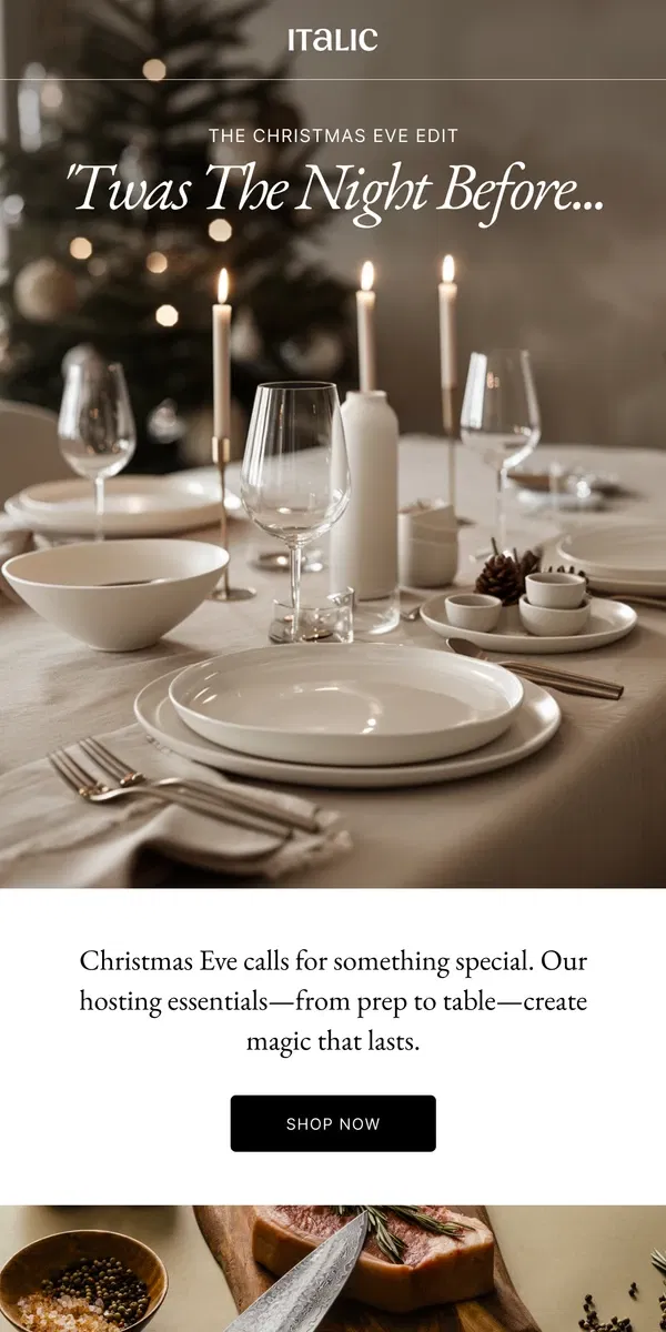 Email from Italic. The Secret to a Magical Christmas Eve