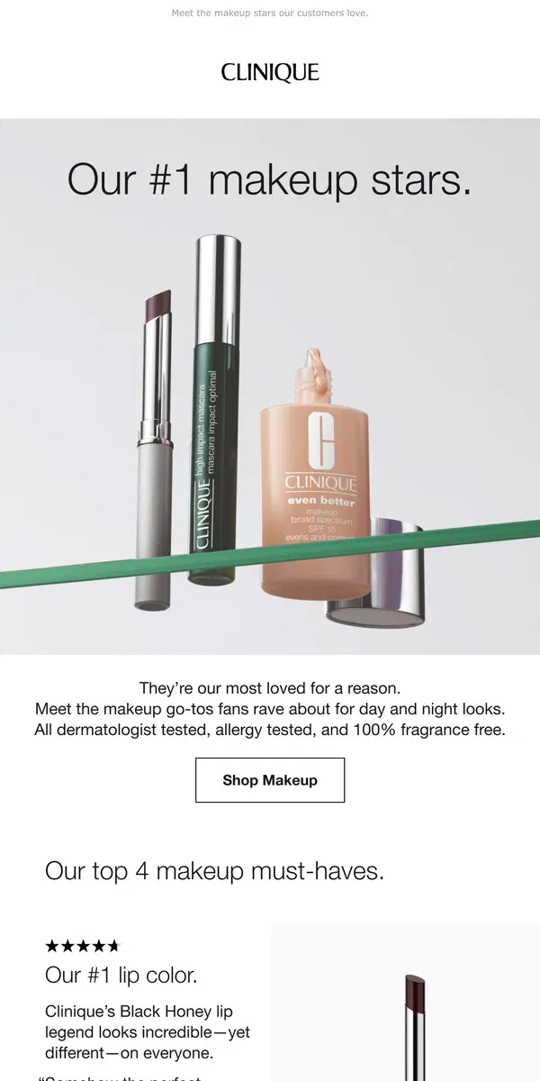 Email from Clinique. Our ⭐️ best makeup⭐️ of the year.