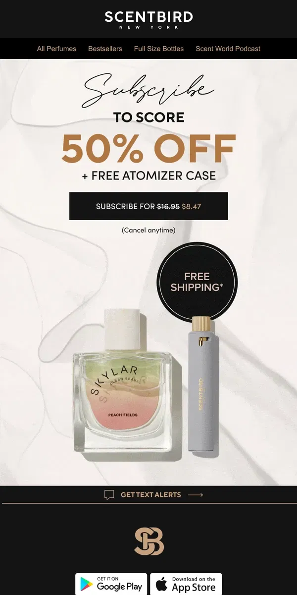 Email from Scentbird. Feeling lucky? You scored 50% OFF + a CASE!