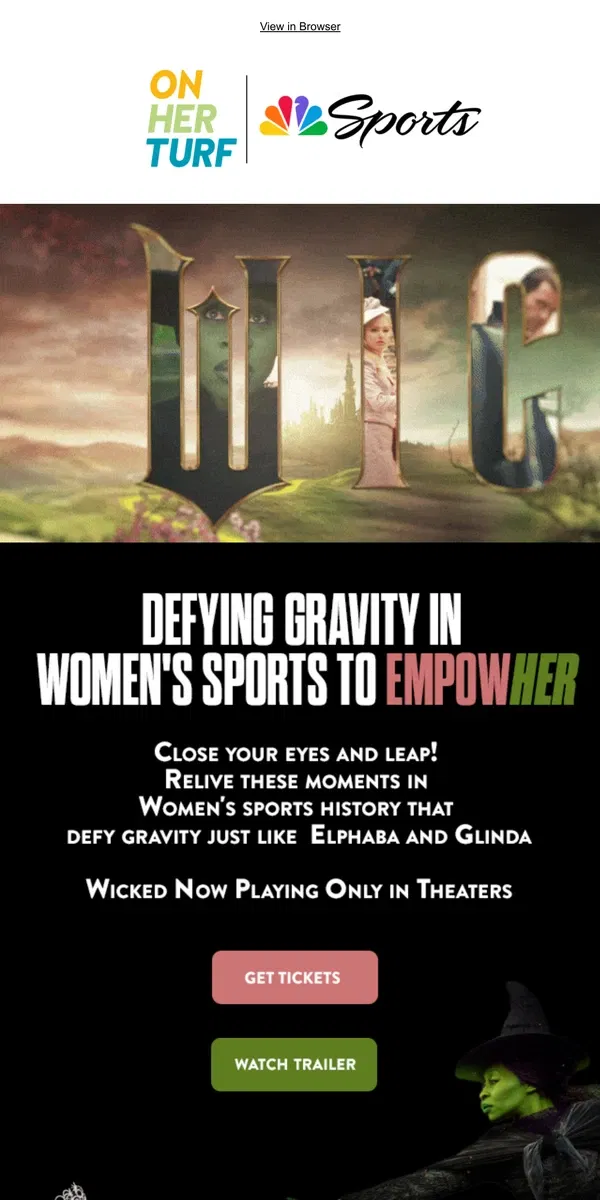 Email from NBC Sports. Women's Sports Defying Gravity In  A WICKED Way