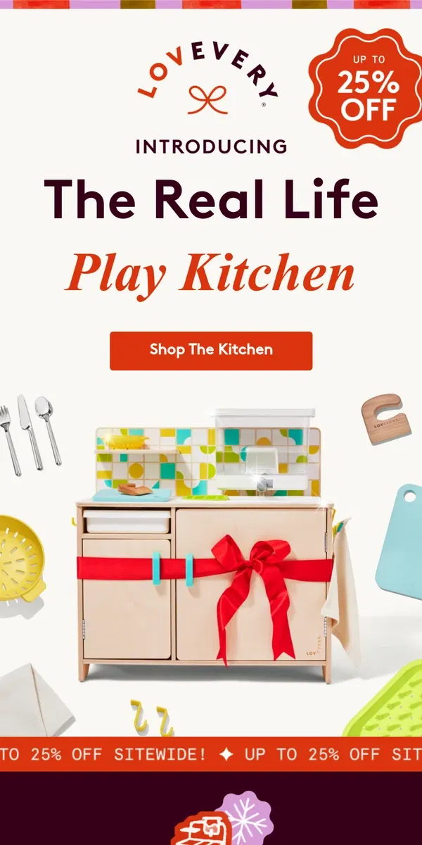 Email from Lovevery. New! The Real Life Play Kitchen