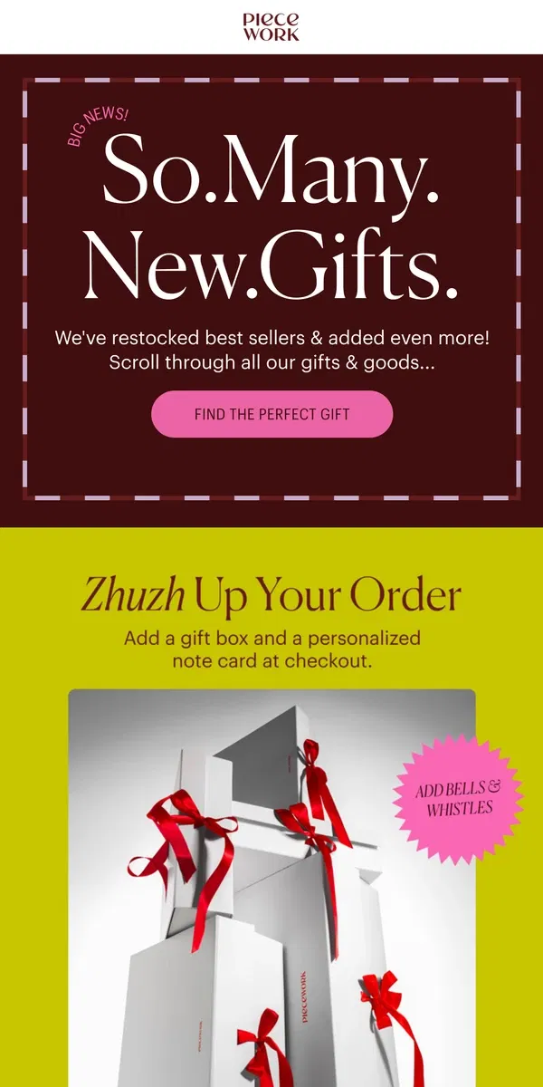 Email from Piecework Puzzles. New! New! New! 🎁