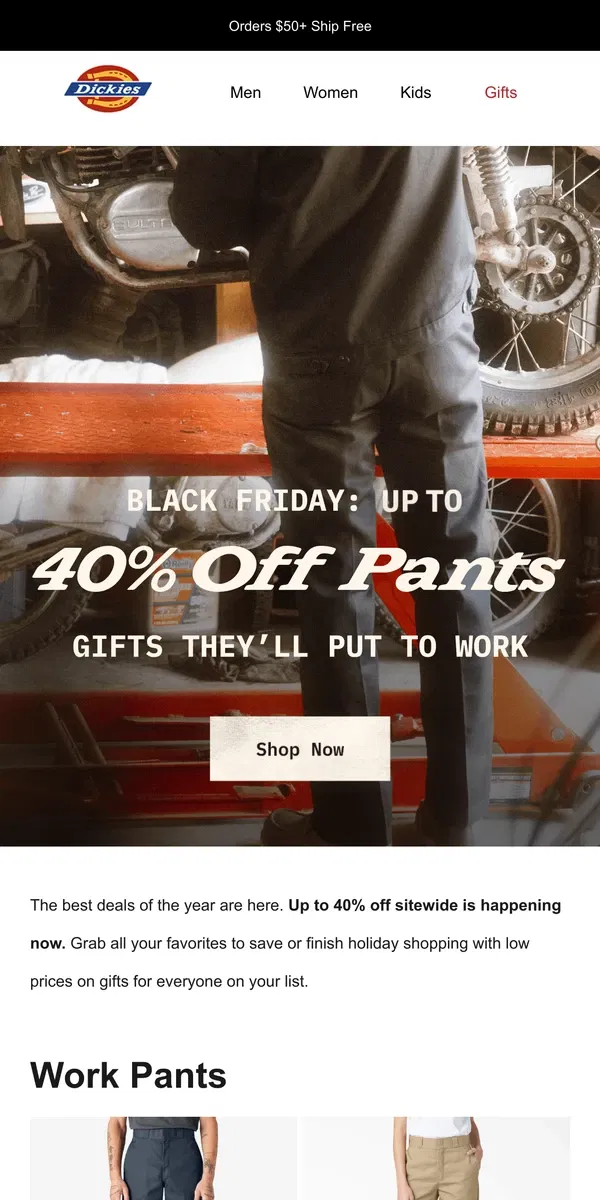 Email from Dickies. Black Friday: Our Best Sale Of The Year