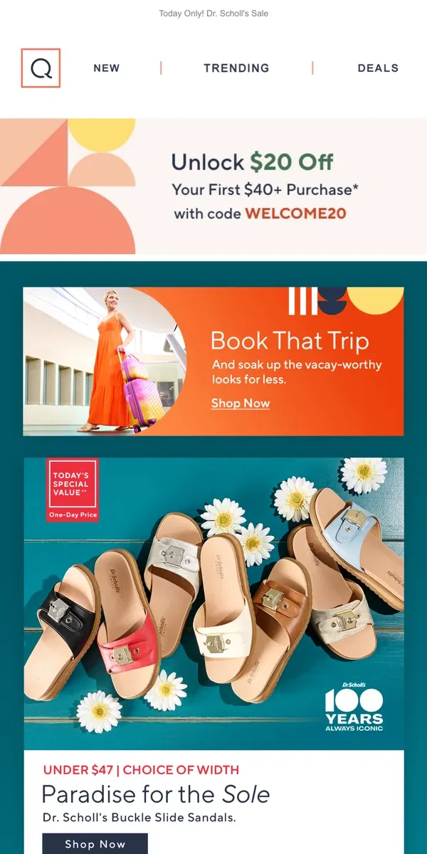 Email from QVC. Slide Into Sandal Bliss