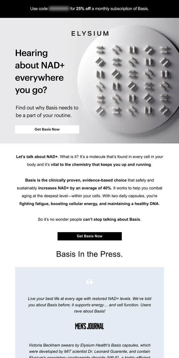 Email from Elysium Health. You keep hearing about Basis—here’s why.