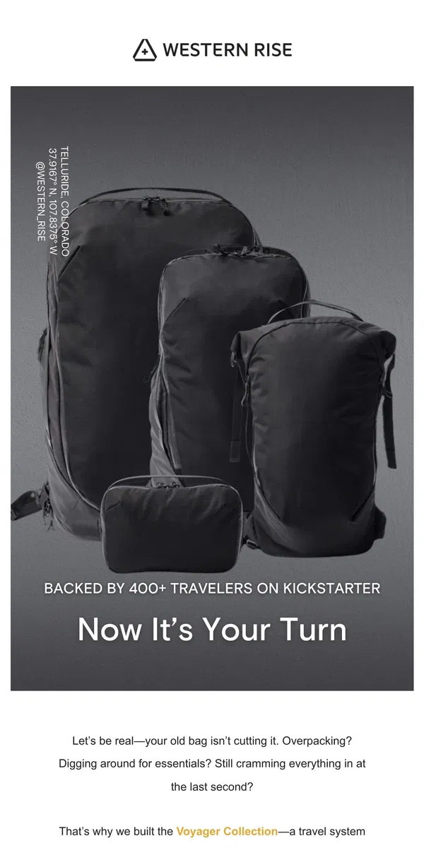 Email from Western Rise. The Bag You’re Using Is Holding You Back