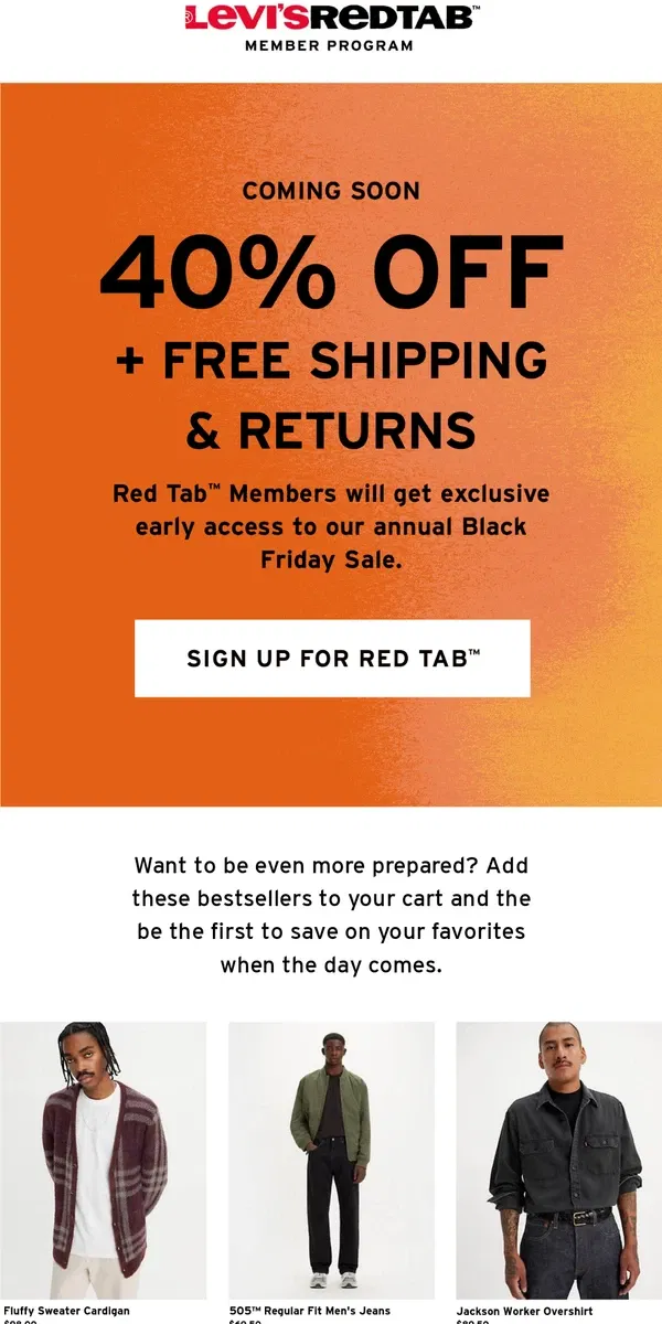 Email from Levi's. The biggest sale of the year is coming