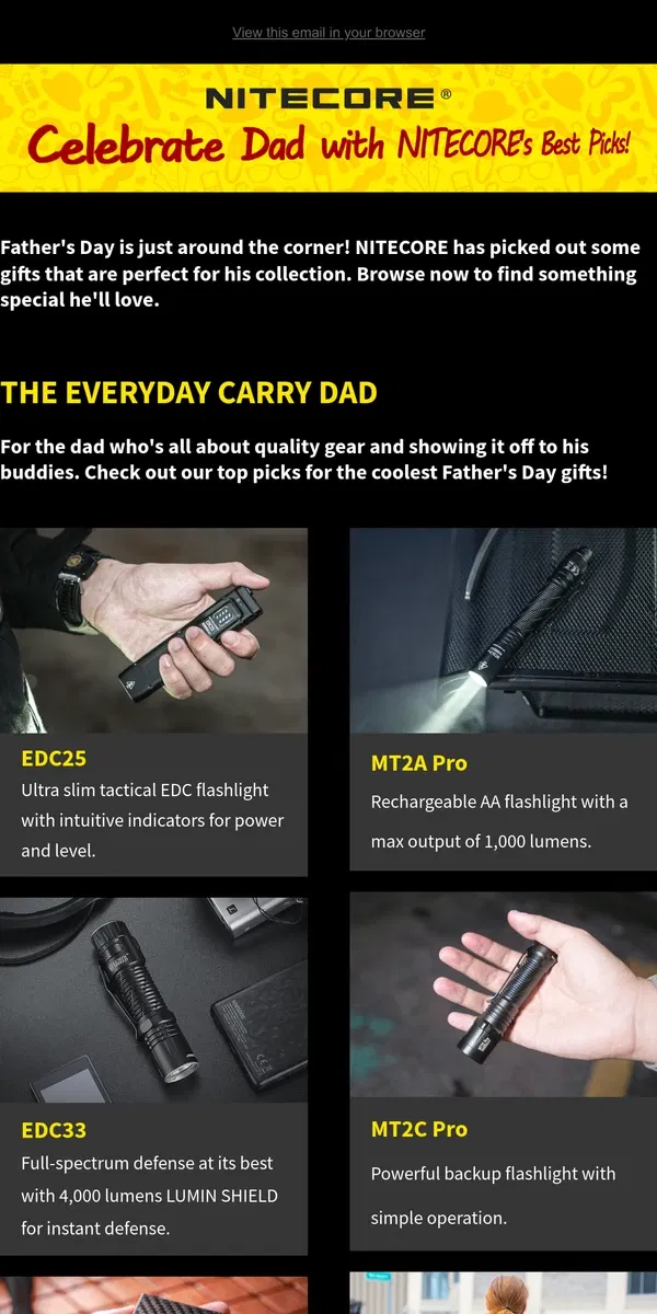 Email from NITECORE. 2024 Father's Day Gift Guide | NITECORE