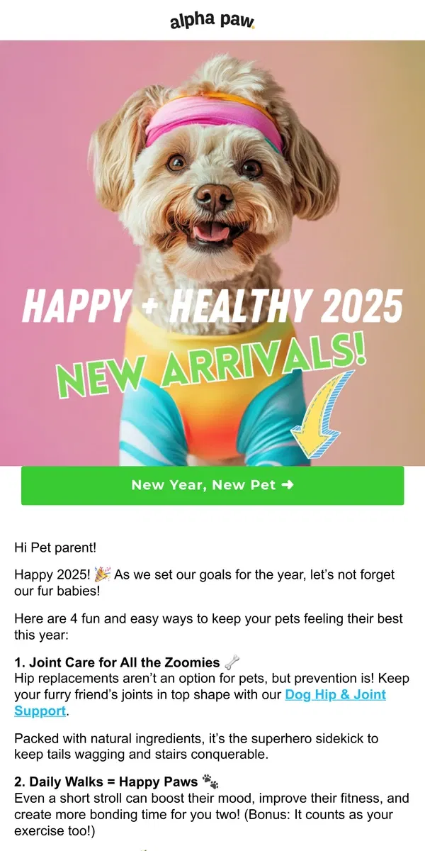 Email from Alpha Paw. 🌭 4 Ways to Keep Your Pet Healthier + Happier