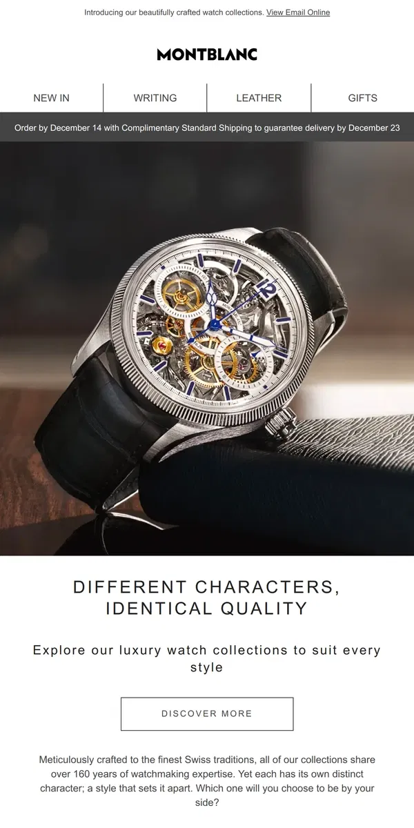 Email from Montblanc. Whatever your style, always choose quality