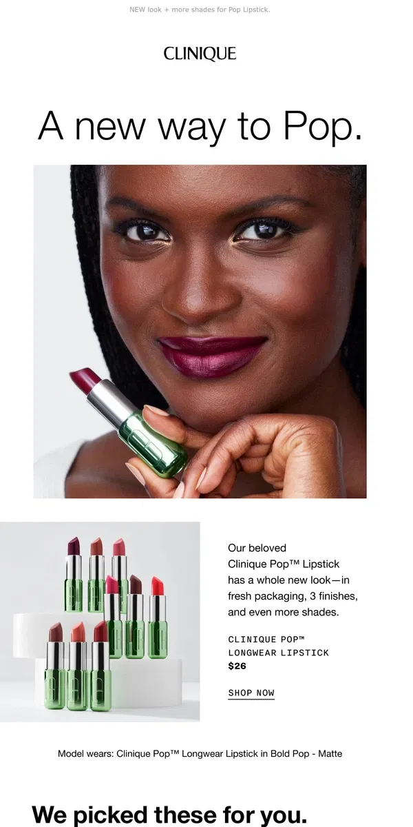 Email from Clinique. A new way to Pop 💄🍾