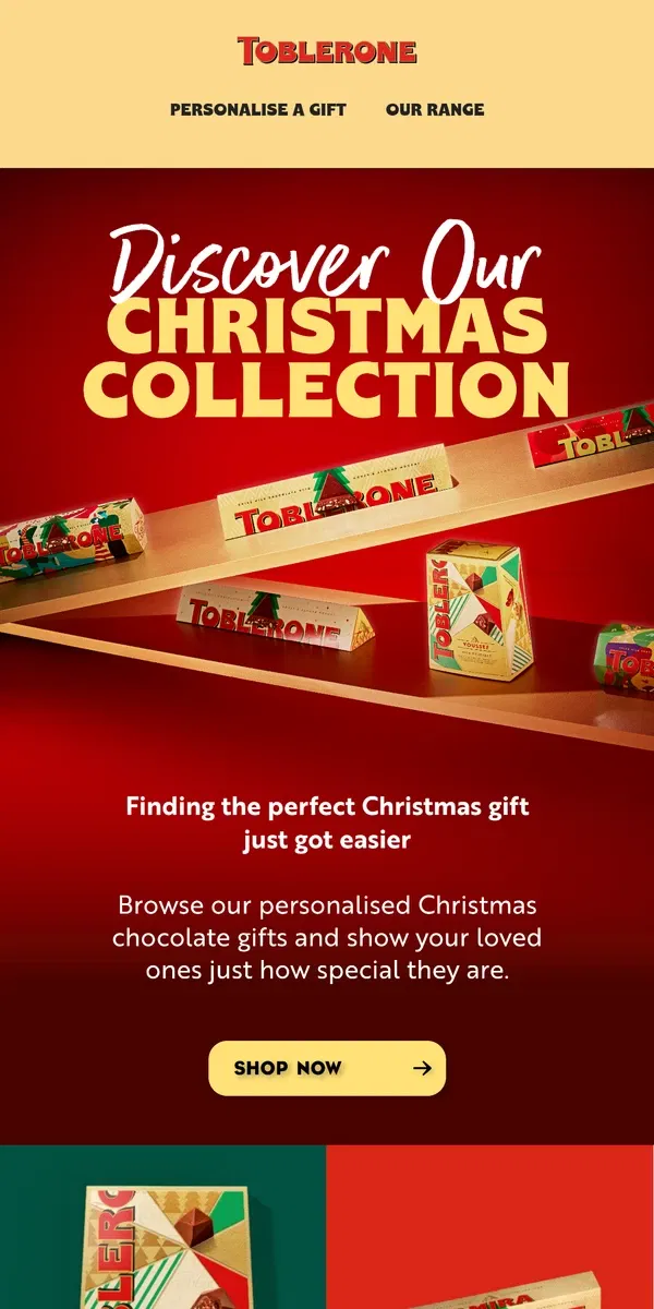 Email from Toblerone. Take the guesswork out of Christmas gifting