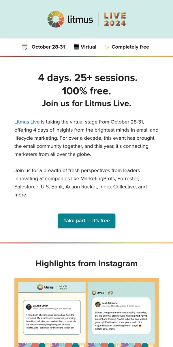 Email from Litmus. Take part in a global gathering of email professionals 🌎