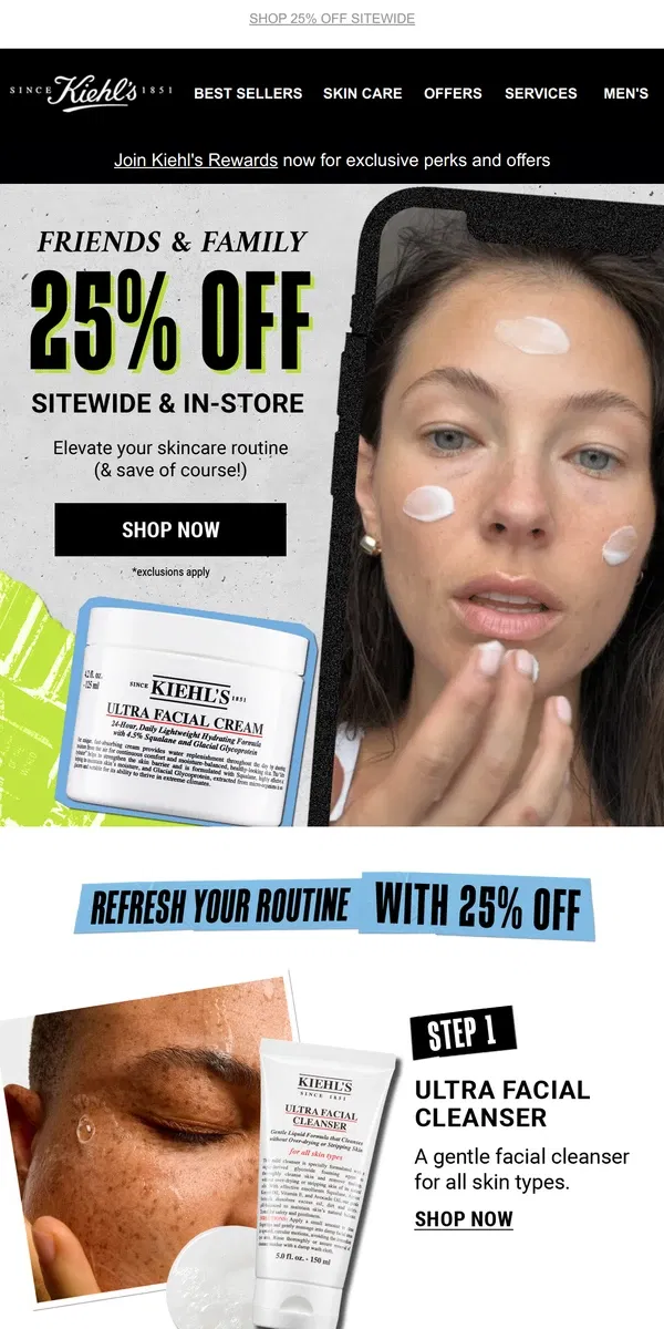 Email from Kiehl's. 💗25% Off Your Refreshed Routine + 4 FREE Gifts