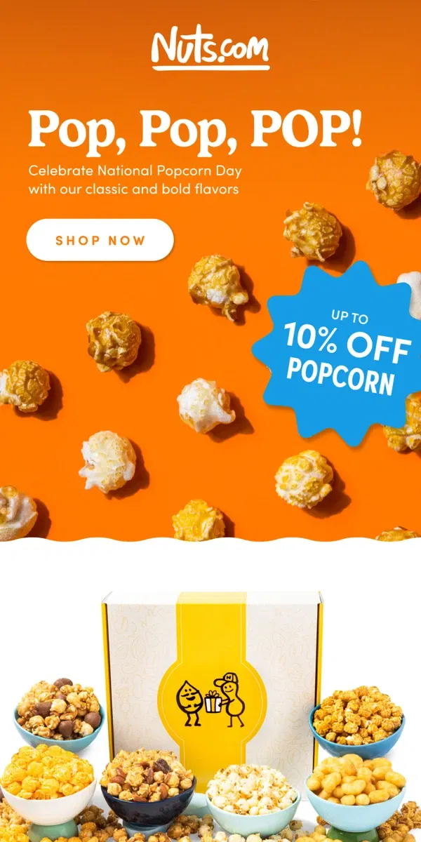 Email from Nuts.com. Celebrate National Popcorn Day 🍿✨ 