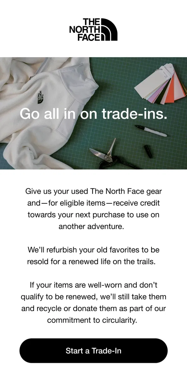 Email from The North Face. Meet our new Renewed Trade-In program