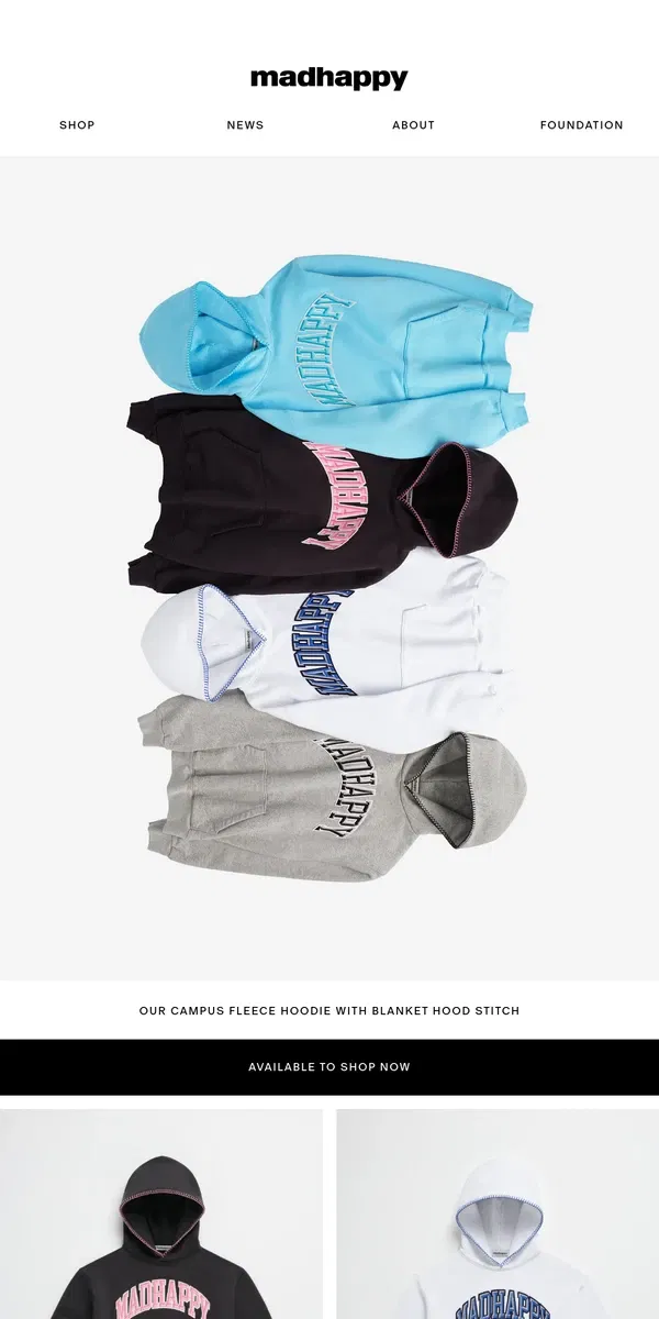 Email from Madhappy. Campus Fleece Hoodie