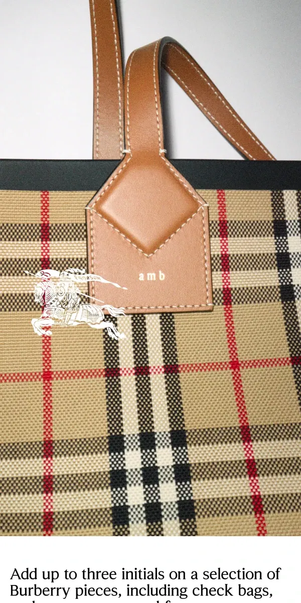 Email from Burberry. Bespoke monogramming