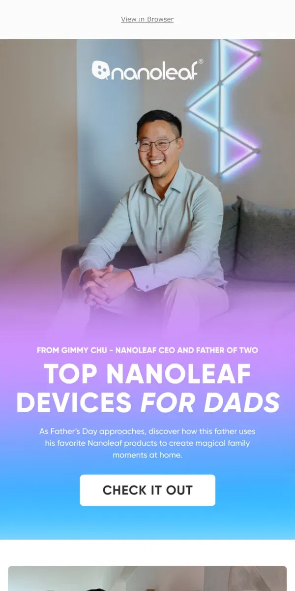 Email from Nanoleaf. CEO's Top Father's Day Picks