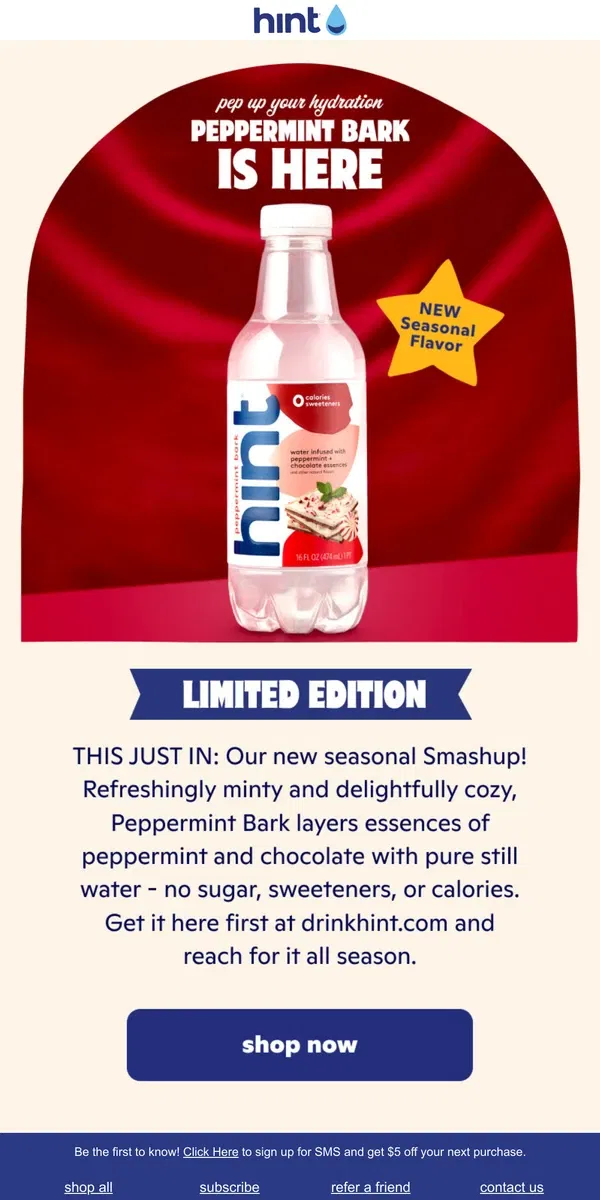 Email from Hint Water. This NEW flavor is totally mint