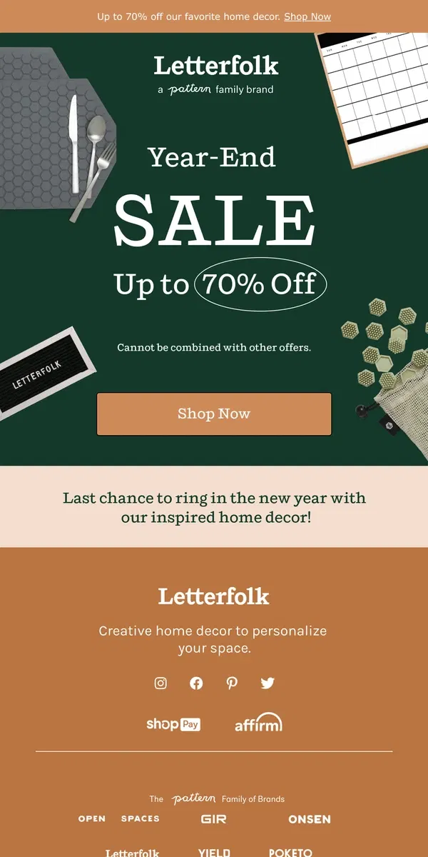 Email from Letterfolk. New Styles added to our Last Chance Sale ✨