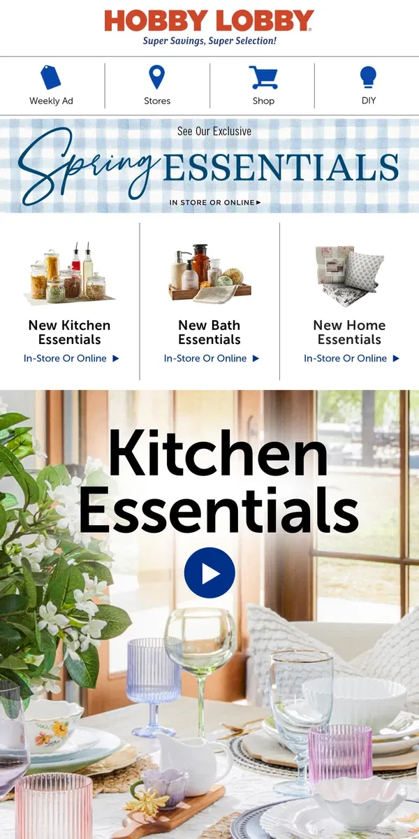 Email from Hobby Lobby. Refresh Your Kitchen With Hobby Lobby®!