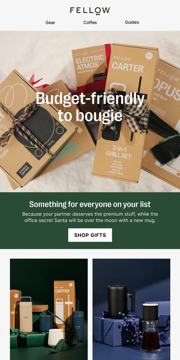 Email from Fellow. A budget-friendly to bougie gift guide