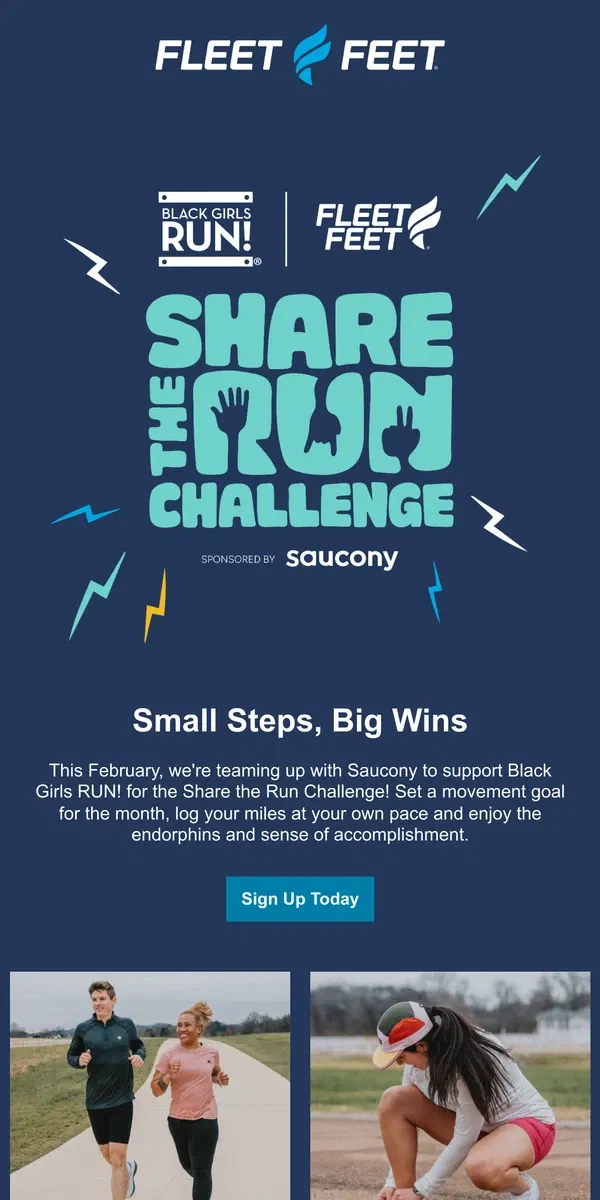 Email from Fleet Feet. It's time—register for Share the Run!