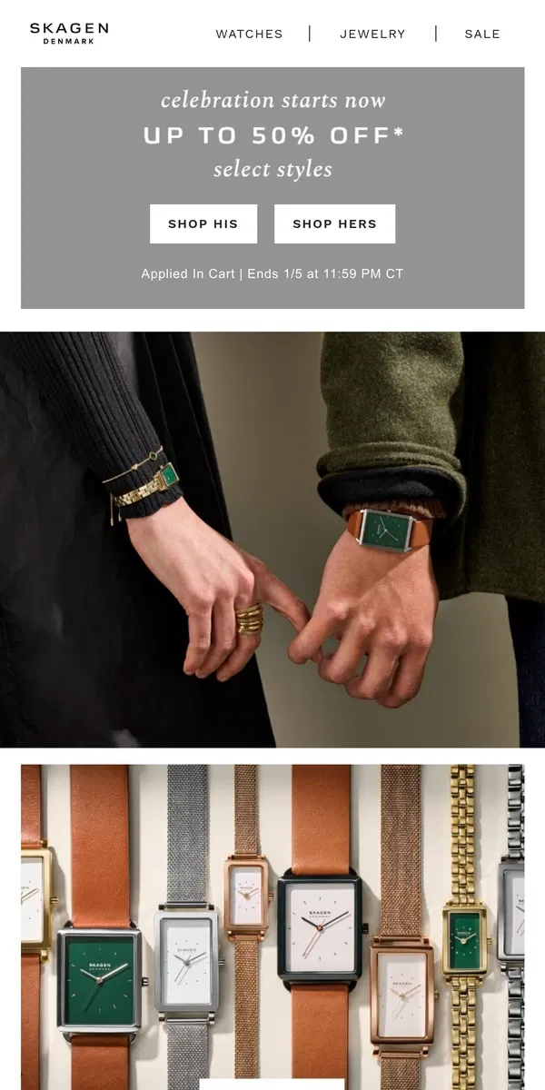 Email from Skagen. it's cold outside