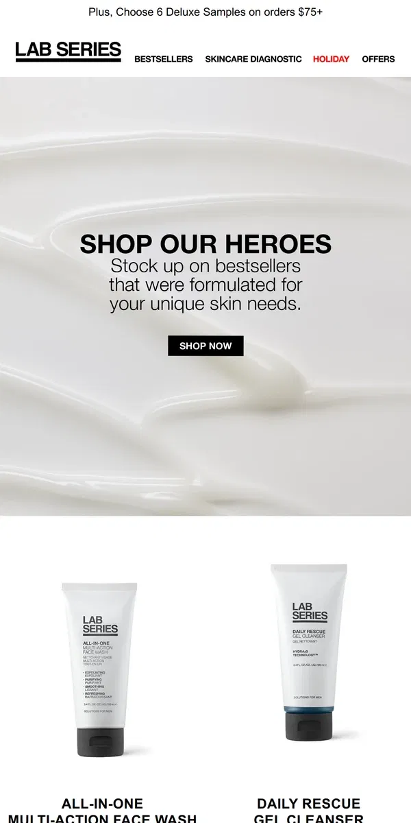 Email from Lab Series. Bestsellers formulated for your skin's needs