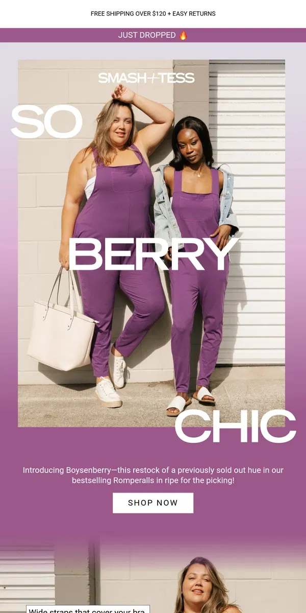 Email from Smash + Tess. A NEW Colour in Our Bestselling Romperalls 🍇