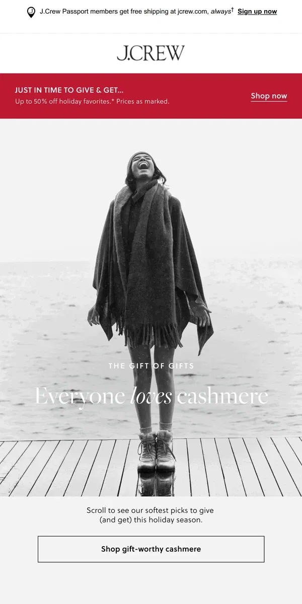 Email from J.Crew. When in doubt, give cashmere