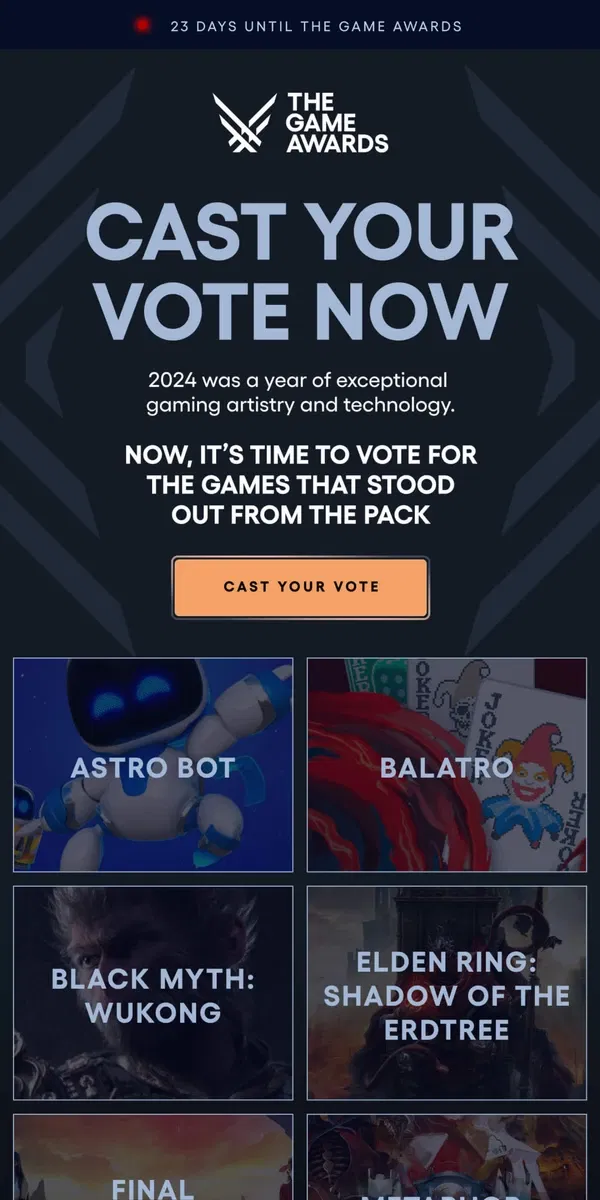 Email from The Game Awards. And the Nominees Are!