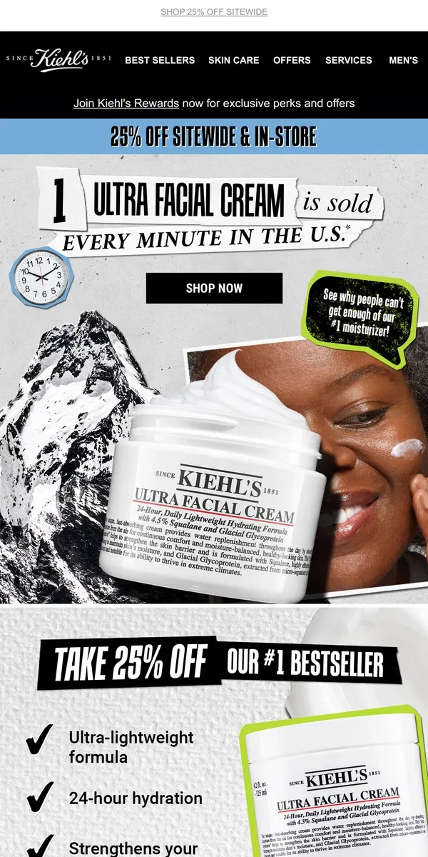 Email from Kiehl's. See What the Buzz Is About: 25% Off Bestsellers + FREE 4 Pc Gift!