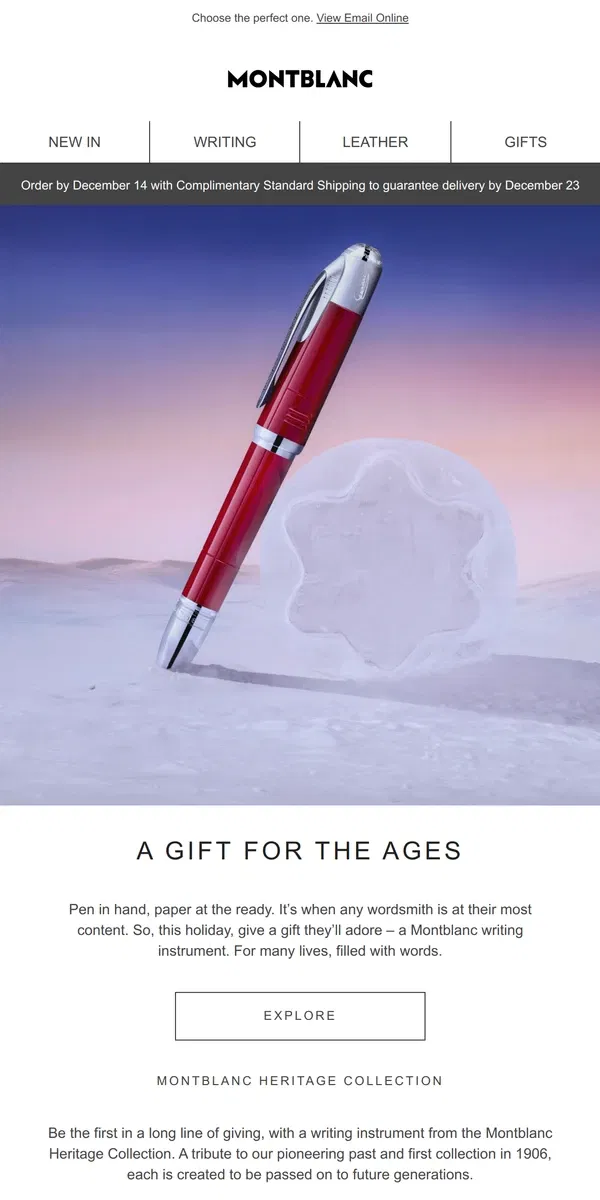 Email from Montblanc. A present for the wordsmiths in your life