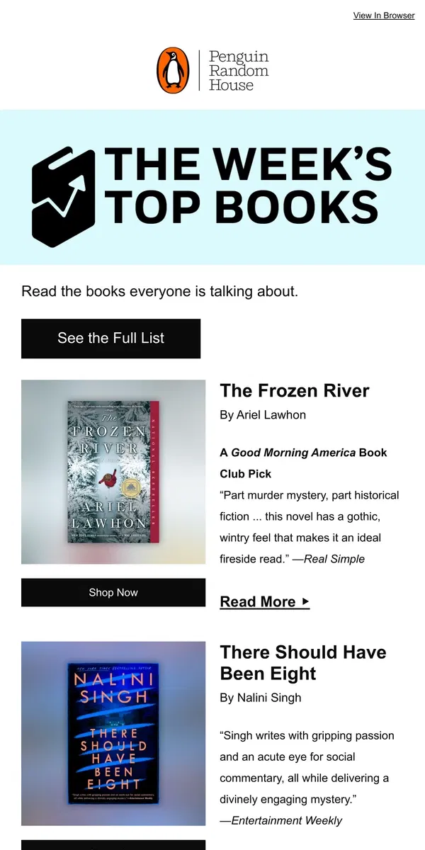 Email from Penguin Random House. This Week’s Most Popular Books Are …