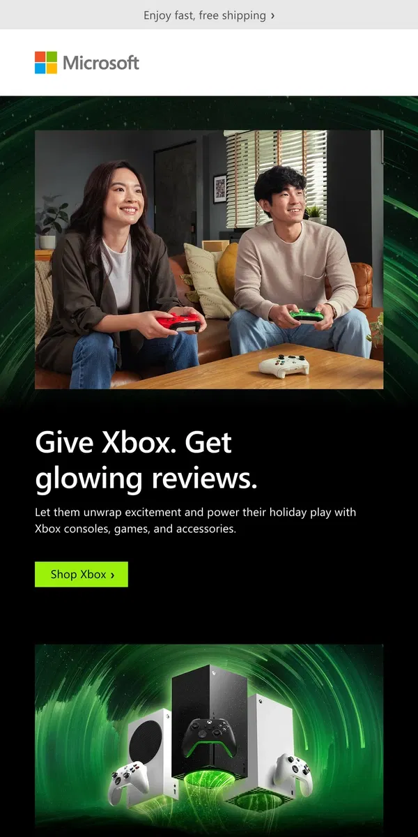 Email from Microsoft Store. Xbox, a gift to impress them all