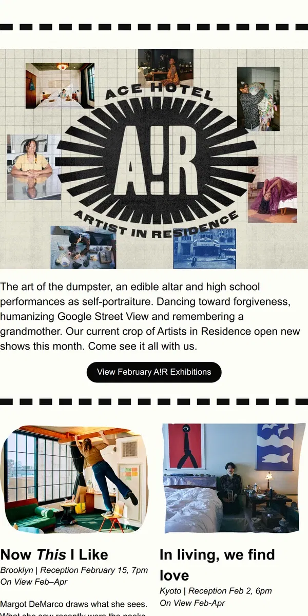 Email from Ace Hotel. February Goings On