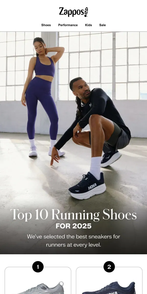 Email from Zappos. Top 10 Running Shoes for 2025