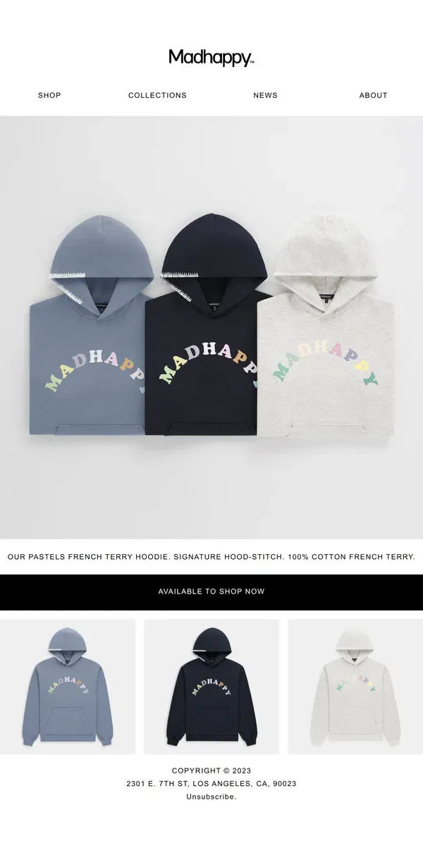 Email from Madhappy. Pastels Hoodie In Ash, Navy & Frost