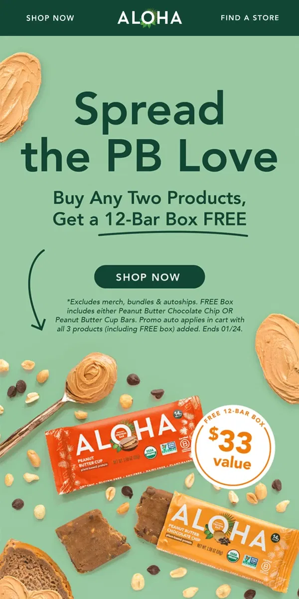 Email from ALOHA. This Peanut Butter Day