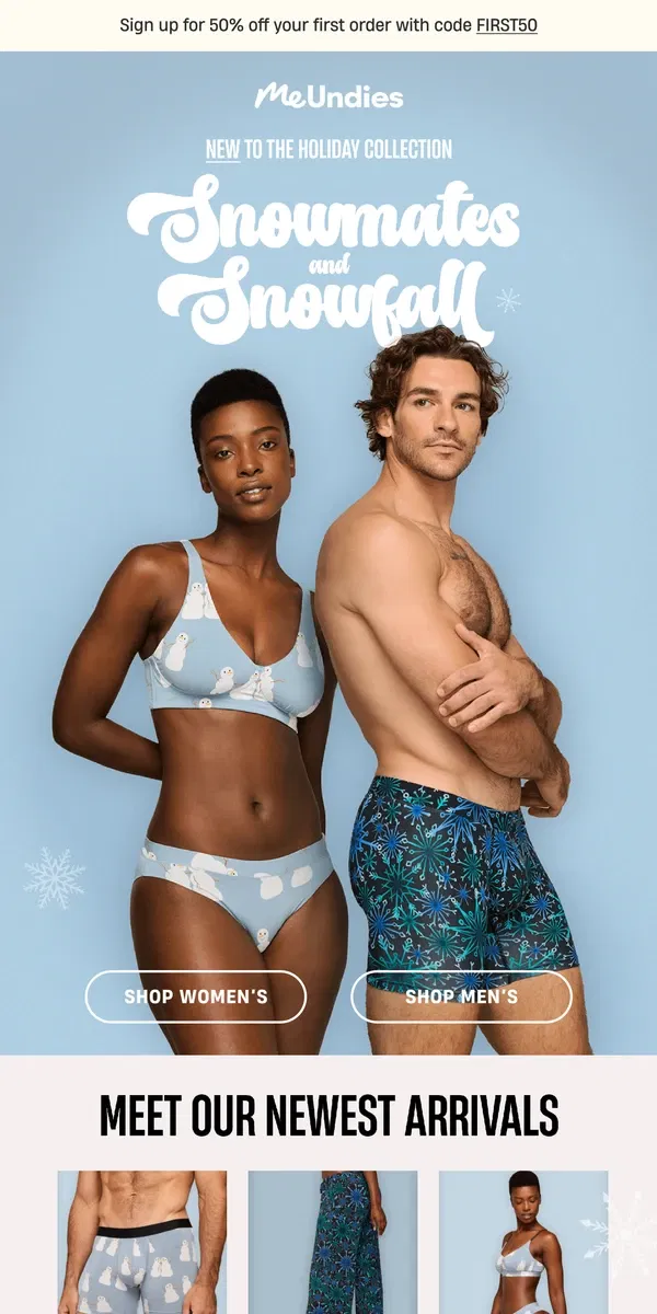 Email from MeUndies. ❄️❄️ NEW: Snowmates & Snowfall! ❄️❄️