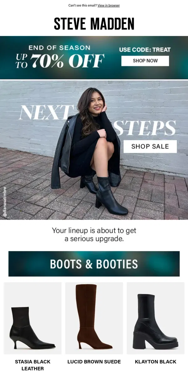 Email from Steve Madden. Here’s The Plan: Save Up To 70%